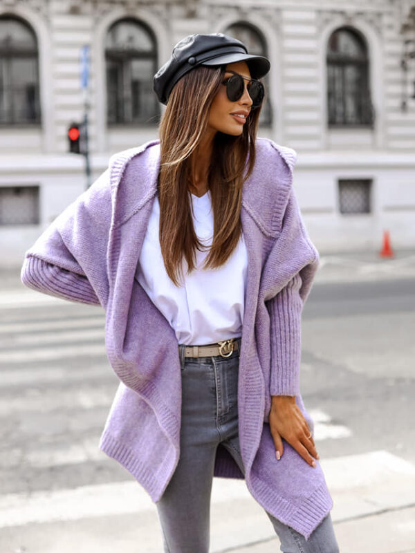 Długi kardigan Rio z kapturem ME GUSTA lilia