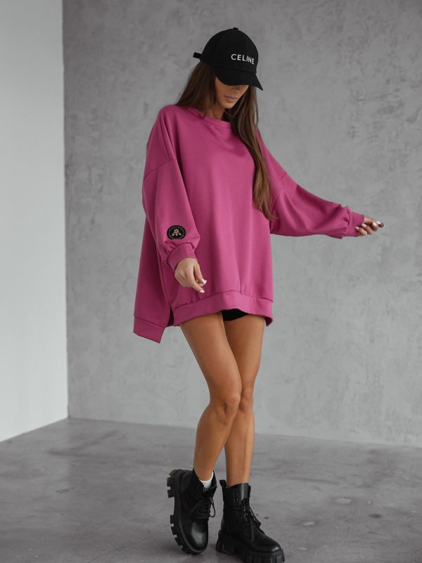 BLUZA duża oversize mucha me gusta jasna jagoda