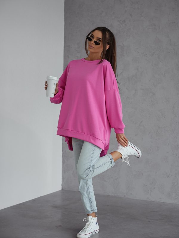 BLUZA duża oversize mucha me gusta cukierkowy róż