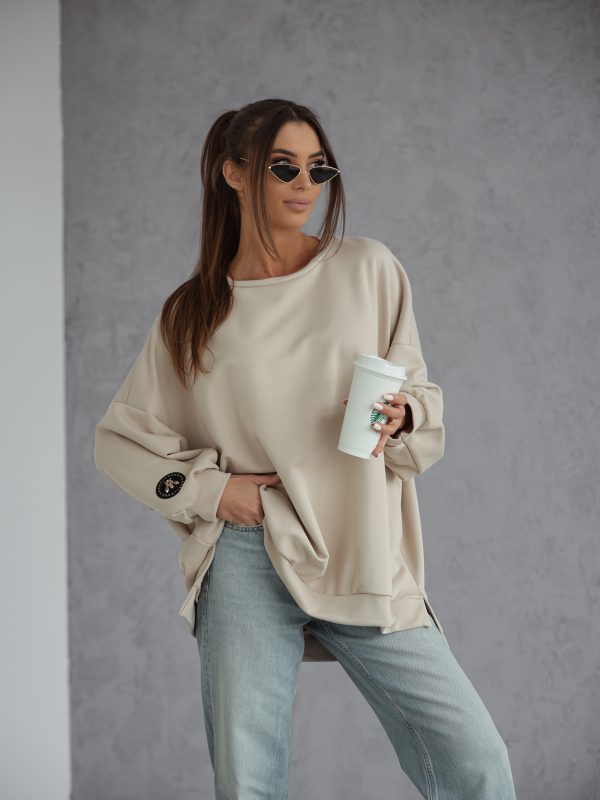 BLUZA duża oversize mucha me gusta jasny beż