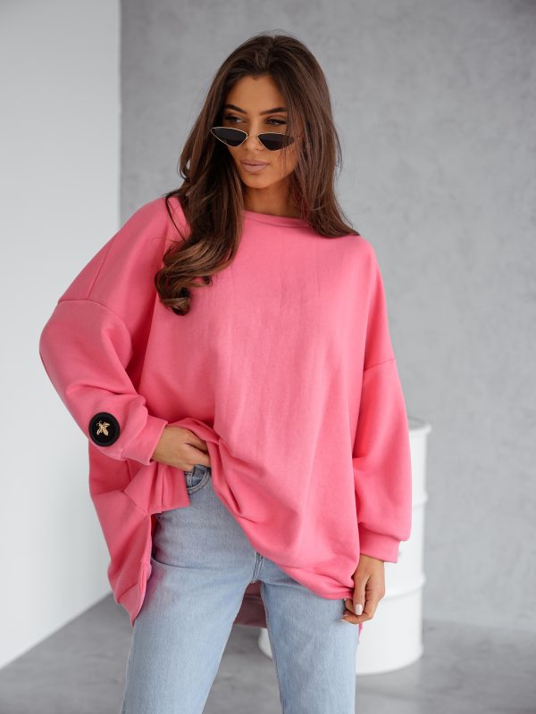 BLUZA duża oversize mucha me gusta ciemny pastelowy róż
