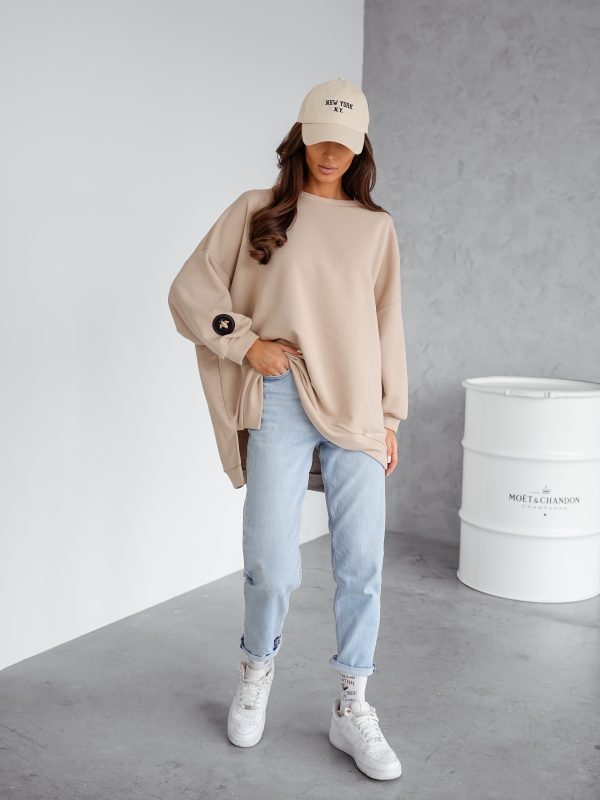 BLUZA duża oversize mucha me gusta pastelowy beż