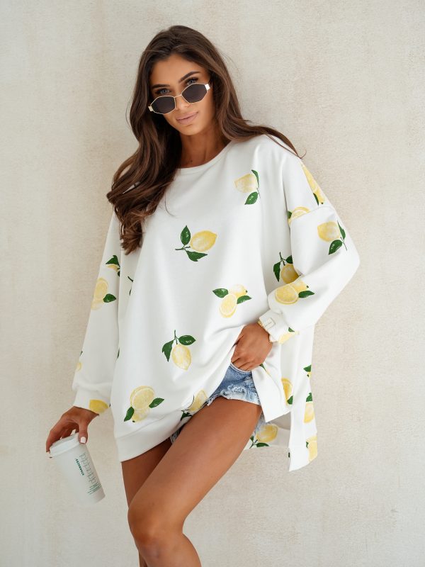 BLUZA duża oversize mucha me gusta cytrynki śmietanka