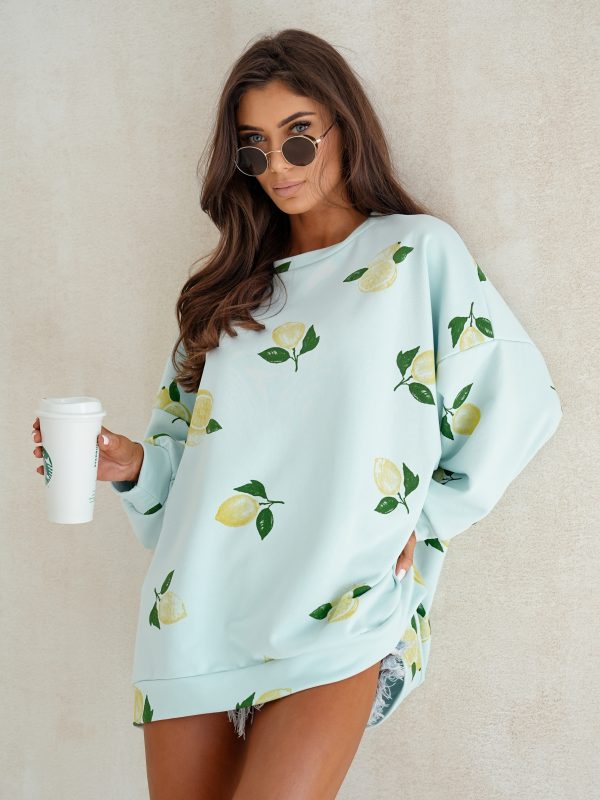 BLUZA duża oversize mucha me gusta cytrynki błękitna