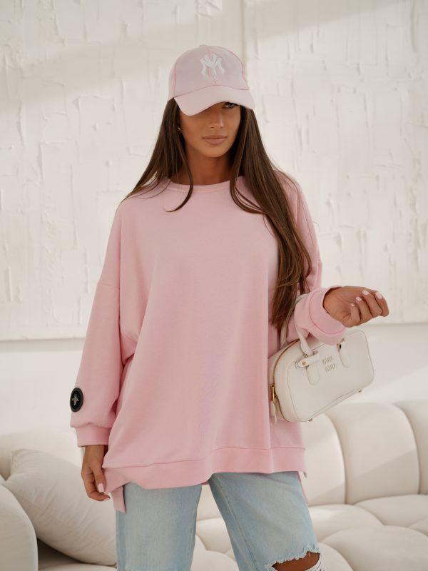 BLUZA duża oversize mucha me gusta pastelowy róż
