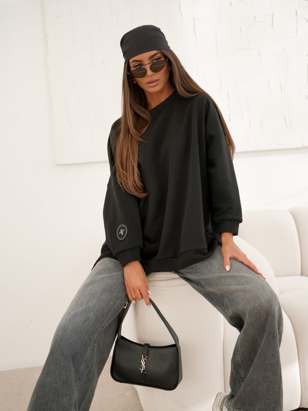 BLUZA duża oversize mucha me gusta czarna