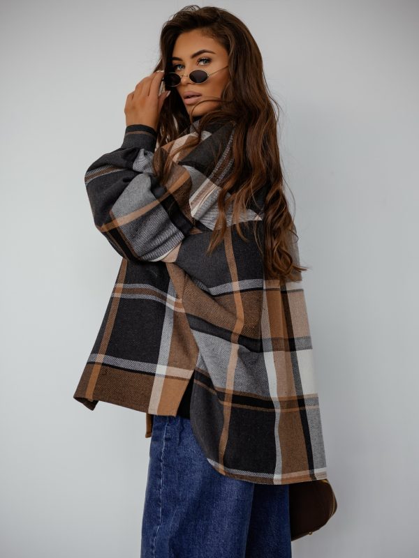 GRUBSZA KOSZULA ME GUSTA W KRATĘ CZEKOLADA