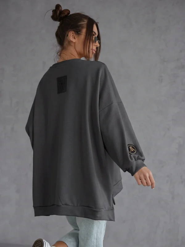 BLUZA duża oversize mucha me gusta grafit
