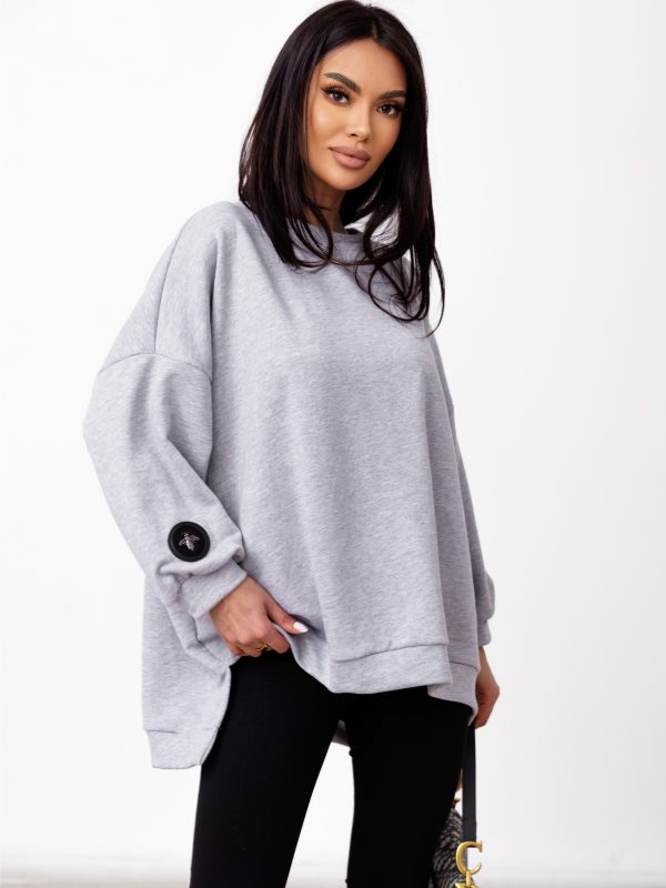 BLUZA duża oversize mucha me gusta szary melanż
