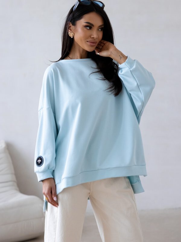 BLUZA duża oversize mucha me gusta pastelowy błękit