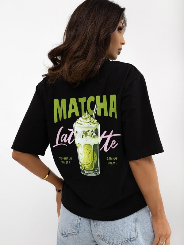 T-SHIRT MATCHA LATTE CZARNA