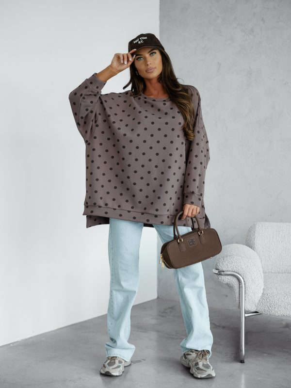 BLUZA oversize mucha me gusta w groszki fango