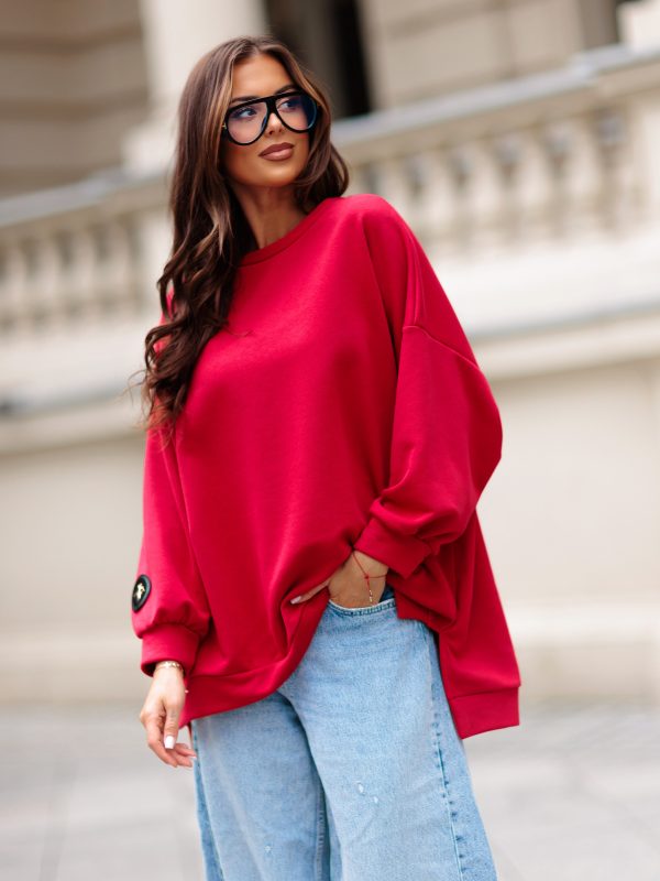 BLUZA duża oversize mucha me gusta czerwona