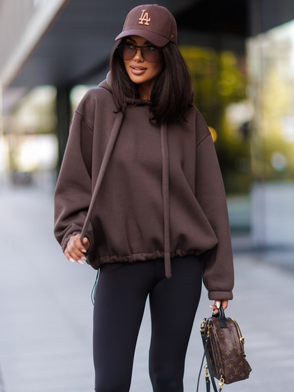 BLUZA Z KAPTUREM OVERSIZE BAWEŁNIANA OD ME GUSTA CZEKOLADA