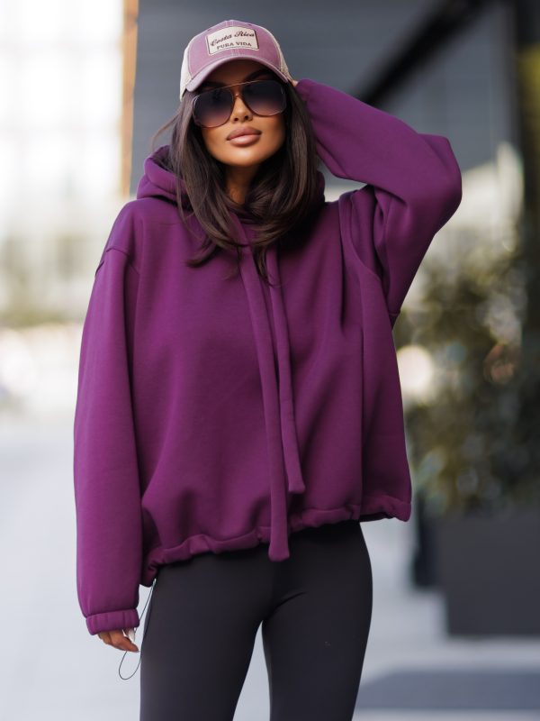 BLUZA Z KAPTUREM OVERSIZE OD ME GUSTA FIOLET