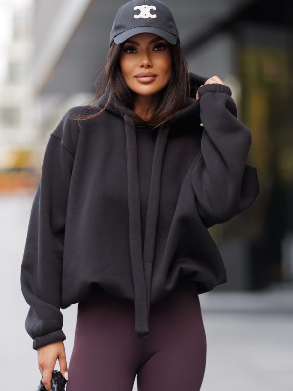BLUZA Z KAPTUREM OVERSIZE OD ME GUSTA CZARNA