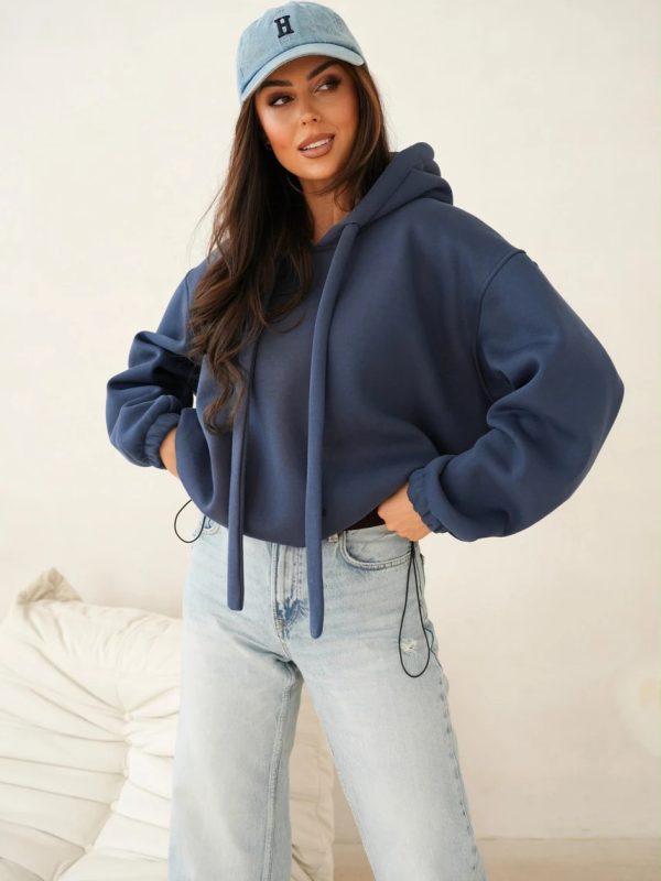 BLUZA Z KAPTUREM OVERSIZE OD ME GUSTA NIEBIESKI JEANS