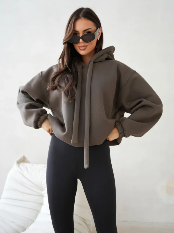 BLUZA Z KAPTUREM OVERSIZE OD ME GUSTA TAUPE